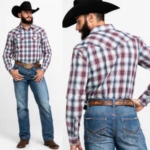 Cody James Shirt Mens 3X Mc Calister Plaid Long Sleeve Button Down Western